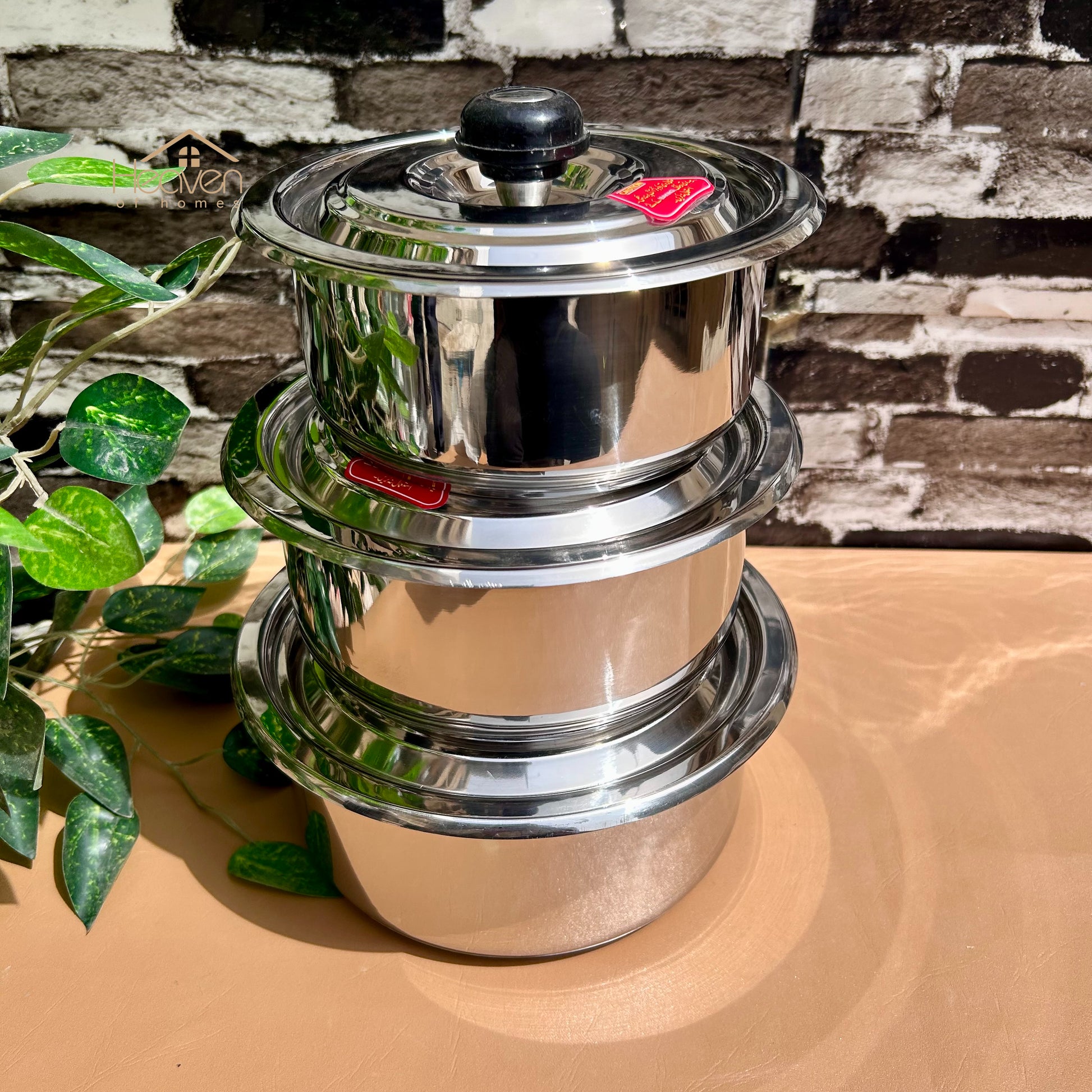 Alpha® Stainless Steel Cooking Pot with Encapsulated Bottom and Steel Lid – Durable, Even Heat Distribution - Heaven of homes - Sale Pakistan