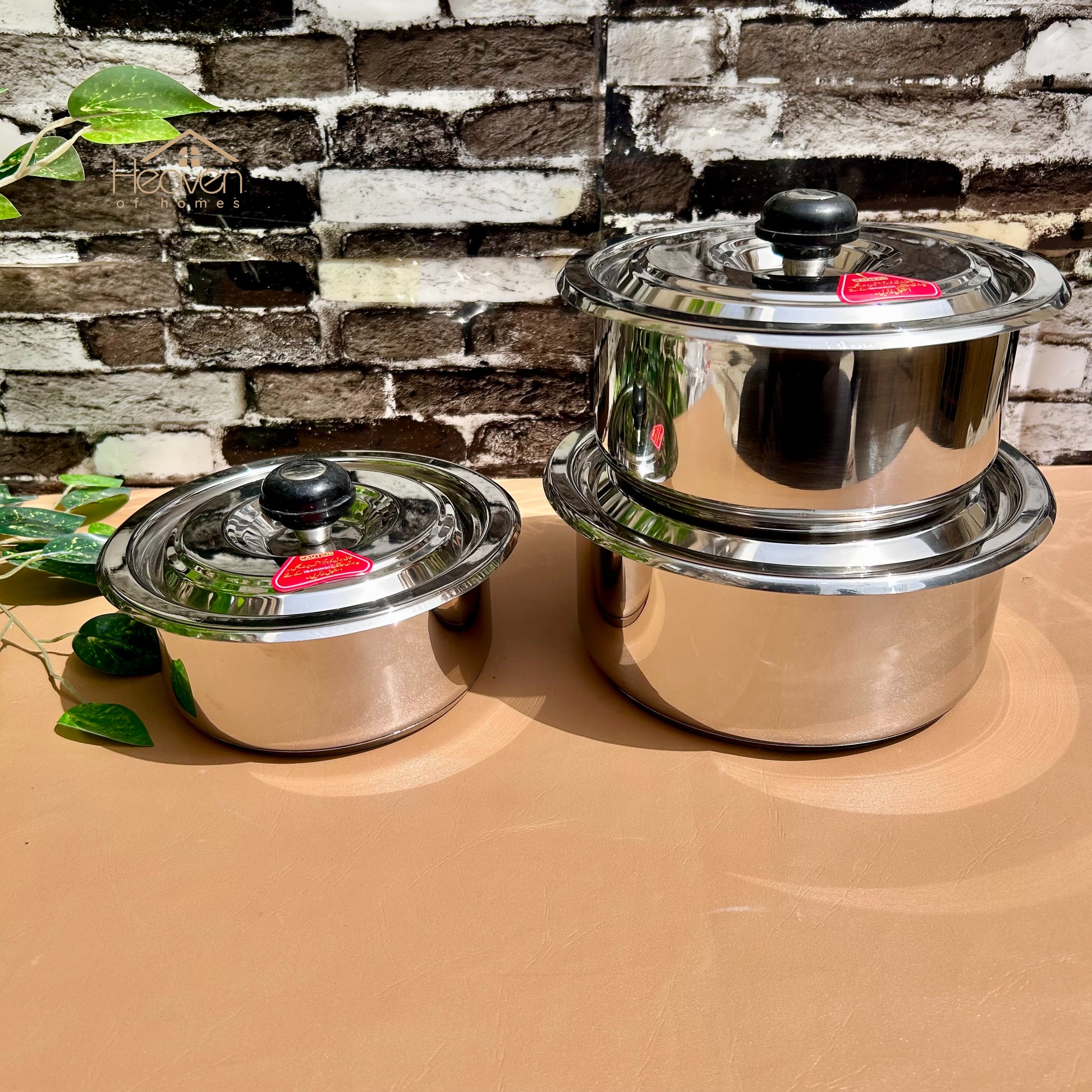 Alpha® Stainless Steel Cooking Pot with Encapsulated Bottom and Steel Lid – Durable, Even Heat Distribution - Heaven of homes - Sale Pakistan