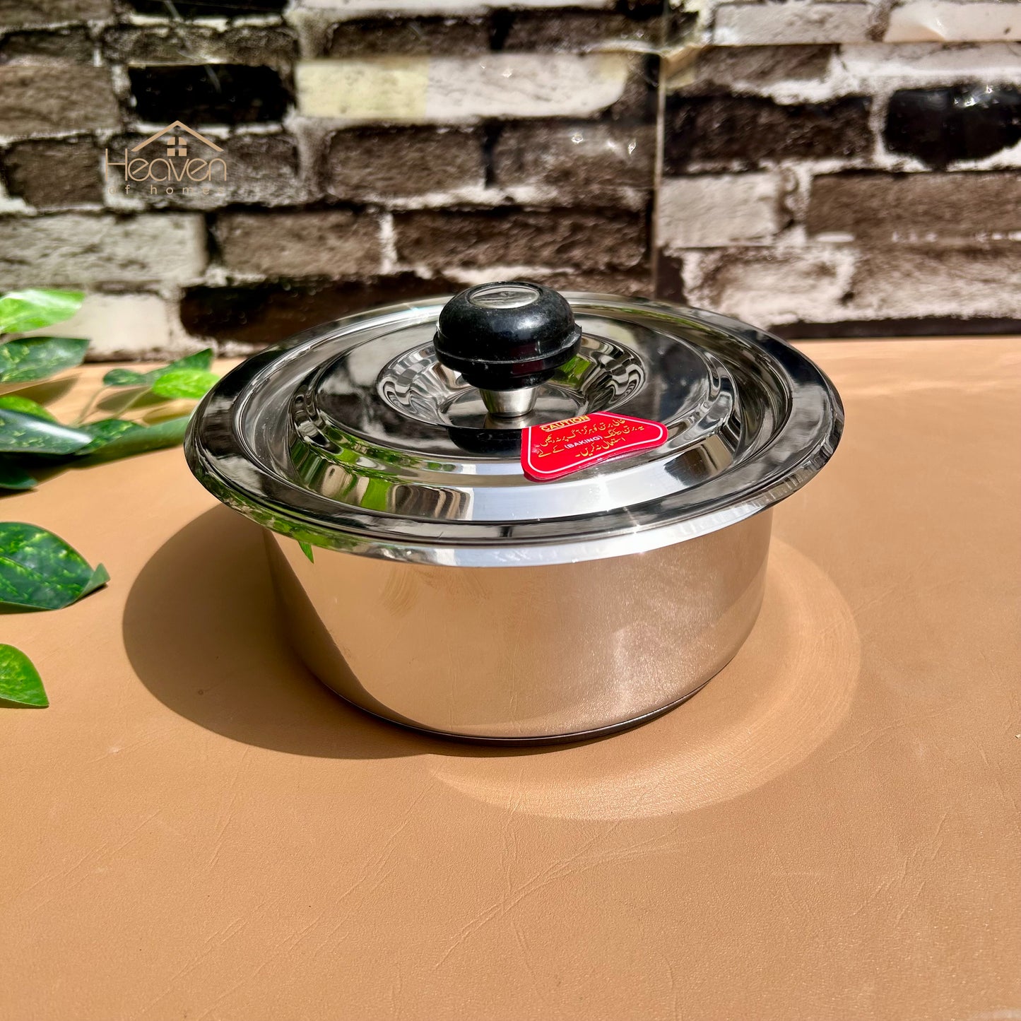 Alpha® Stainless Steel Cooking Pot with Encapsulated Bottom and Steel Lid – Durable, Even Heat Distribution - Heaven of homes - Sale Pakistan