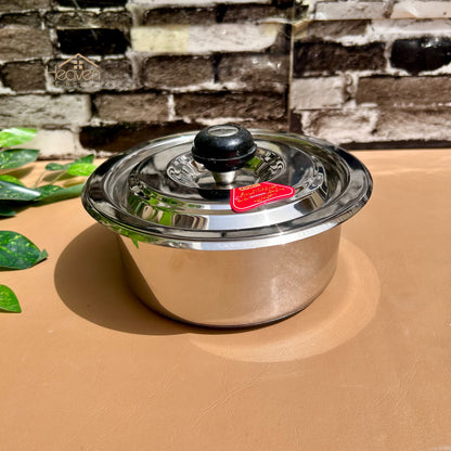 Alpha® Stainless Steel Cooking Pot with Encapsulated Bottom and Steel Lid – Durable, Even Heat Distribution - Heaven of homes - Sale Pakistan