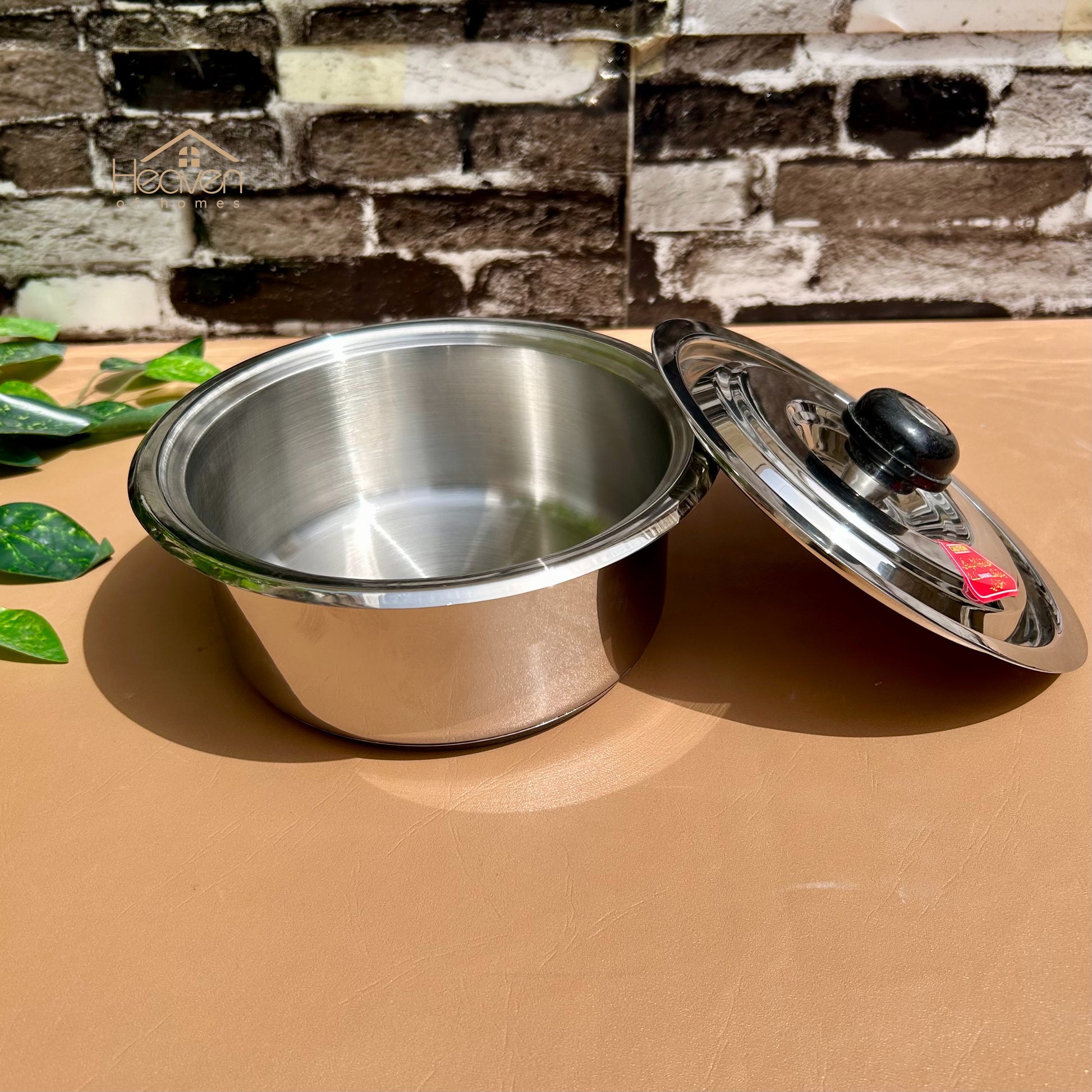 Alpha® Stainless Steel Cooking Pot with Encapsulated Bottom and Steel Lid – Durable, Even Heat Distribution - Heaven of homes - Sale Pakistan