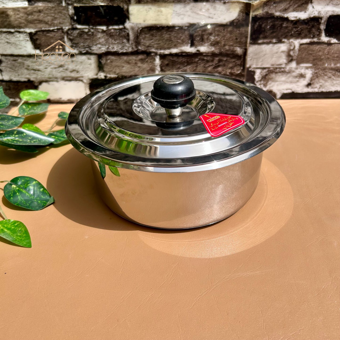 Alpha® Stainless Steel Cooking Pot with Encapsulated Bottom and Steel Lid – Durable, Even Heat Distribution - Heaven of homes - Sale Pakistan