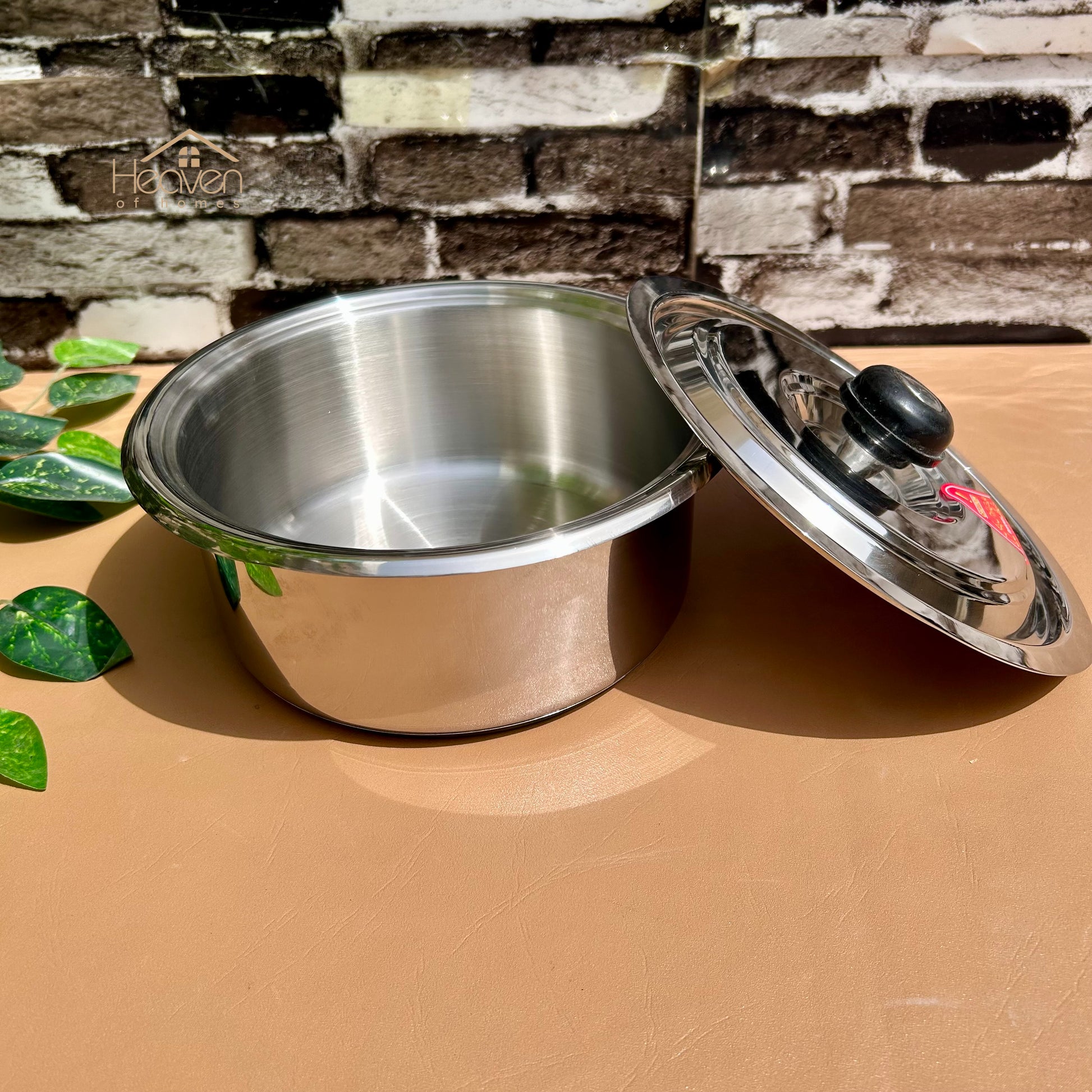 Alpha® Stainless Steel Cooking Pot with Encapsulated Bottom and Steel Lid – Durable, Even Heat Distribution - Heaven of homes - Sale Pakistan
