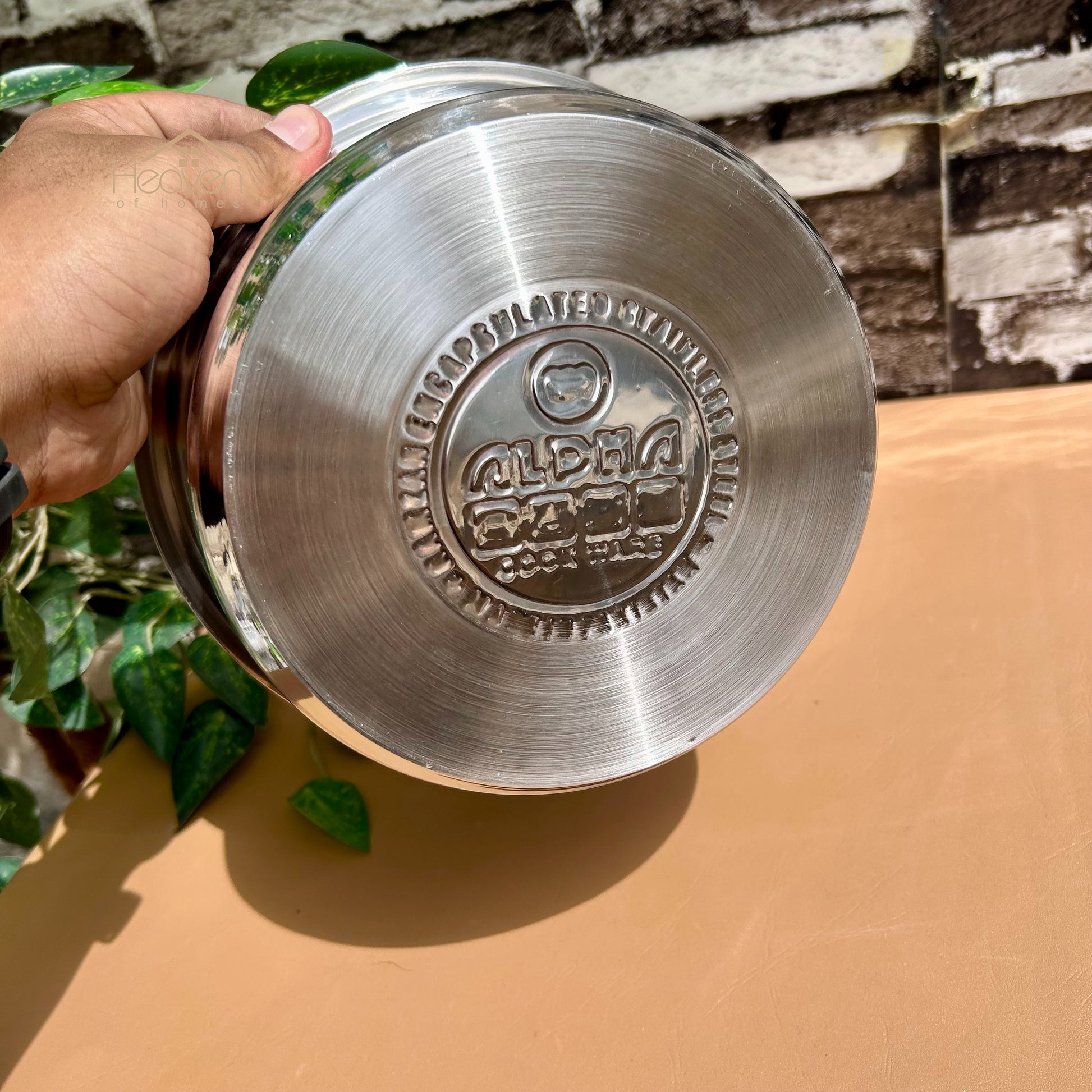 Alpha® Stainless Steel Cooking Pot with Encapsulated Bottom and Steel Lid – Durable, Even Heat Distribution - Heaven of homes - Sale Pakistan