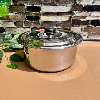 Alpha® Stainless Steel Cooking Pot with Encapsulated Bottom and Steel Lid – Durable, Even Heat Distribution - Heaven of homes - Sale Pakistan
