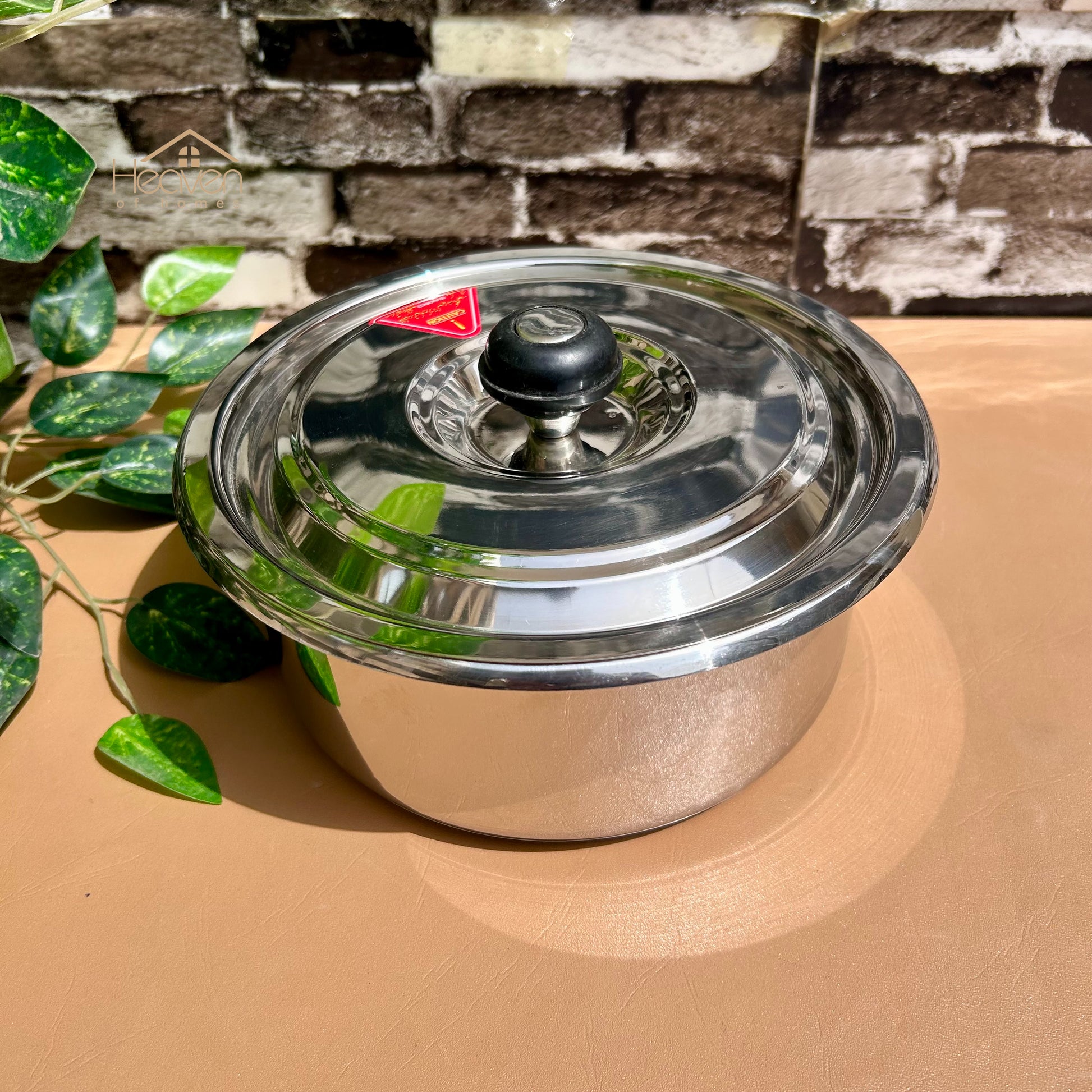 Alpha® Stainless Steel Cooking Pot with Encapsulated Bottom and Steel Lid – Durable, Even Heat Distribution - Heaven of homes - Sale Pakistan