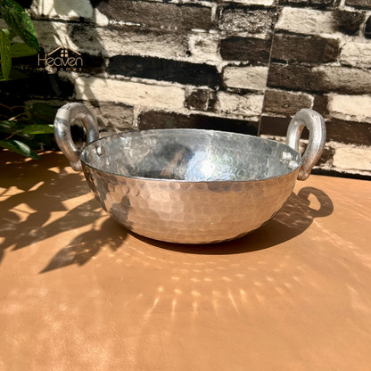 Heaven®  Silver Steel Karahi | Heavy-Duty Silver Steel Wok for Cooking & Frying Ramadan Special