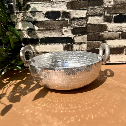 Heaven®  Silver Steel Karahi | Heavy-Duty Silver Steel Wok for Cooking & Frying Ramadan Special