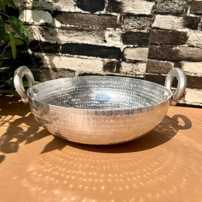 Heaven®  Silver Steel Karahi | Heavy-Duty Silver Steel Wok for Cooking & Frying Ramadan Special