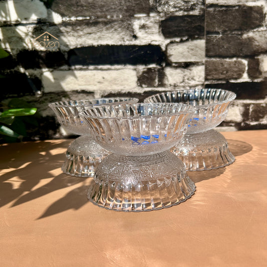 Lazuli® Set of 6 Clear Glass Fruit & Dessert Bowls 4 Inches | Elegant Serving Bowls for Sweets & Snacks