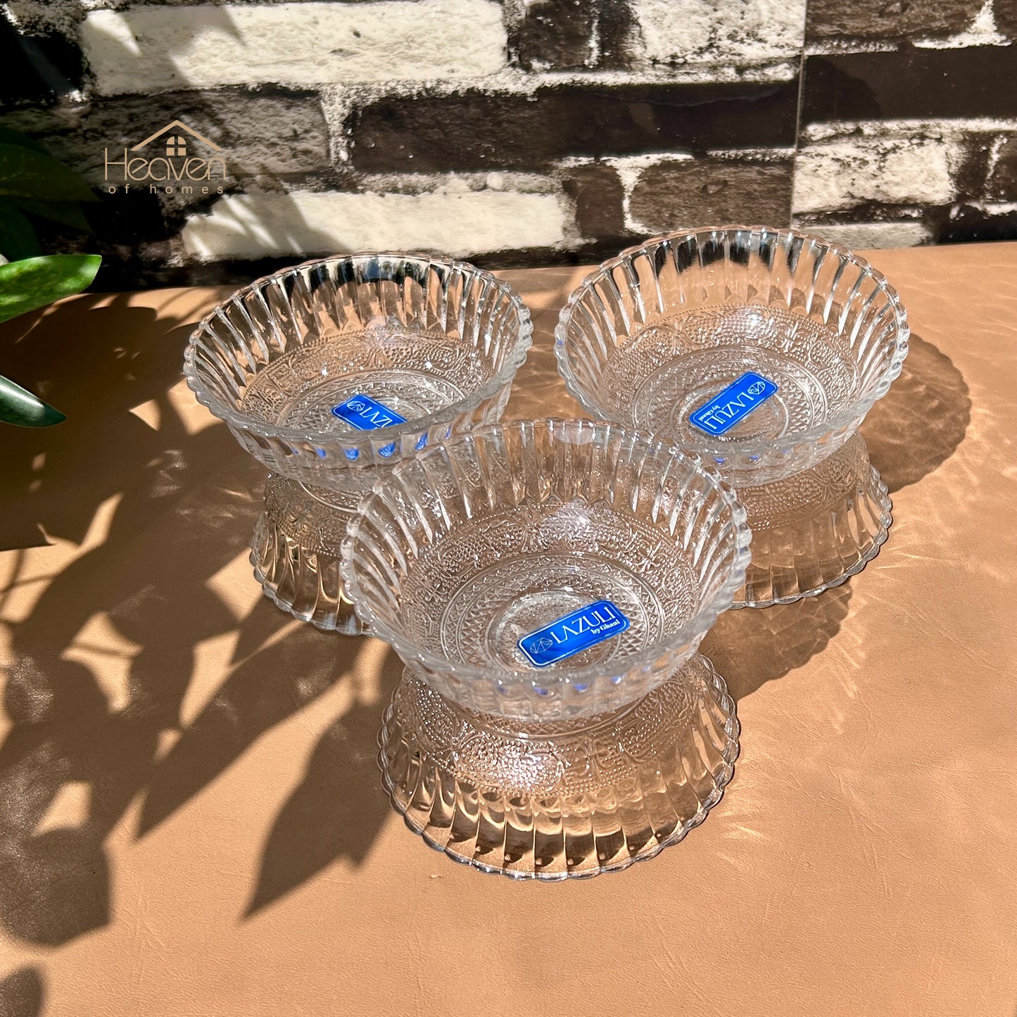 Lazuli® Set of 6 Clear Glass Fruit & Dessert Bowls 4 Inches | Elegant Serving Bowls for Sweets & Snacks