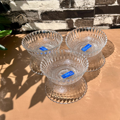Lazuli® Set of 6 Clear Glass Fruit & Dessert Bowls 4 Inches | Elegant Serving Bowls for Sweets & Snacks