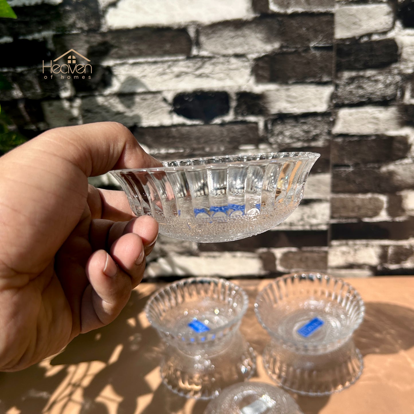 Lazuli® Set of 6 Clear Glass Fruit & Dessert Bowls 4 Inches | Elegant Serving Bowls for Sweets & Snacks