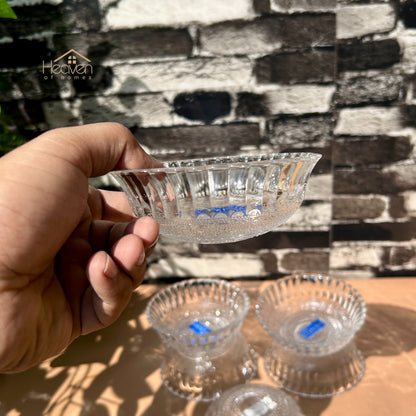 Lazuli® Set of 6 Clear Glass Fruit & Dessert Bowls 4 Inches | Elegant Serving Bowls for Sweets & Snacks