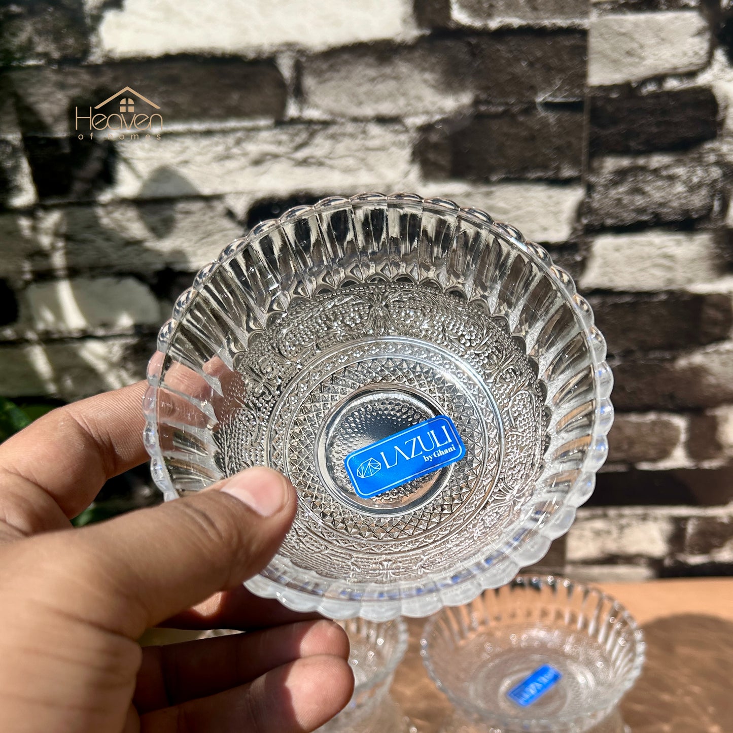 Lazuli® Set of 6 Clear Glass Fruit & Dessert Bowls 4 Inches | Elegant Serving Bowls for Sweets & Snacks