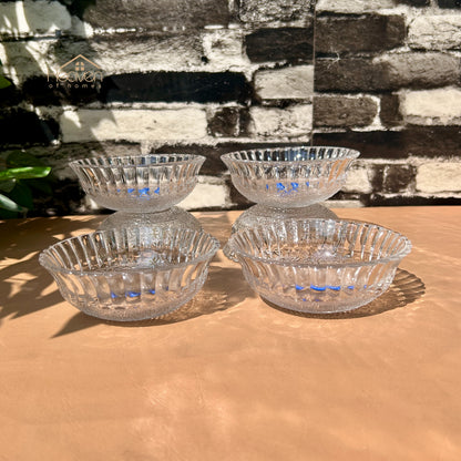Lazuli® Set of 6 Clear Glass Fruit & Dessert Bowls 4 Inches | Elegant Serving Bowls for Sweets & Snacks