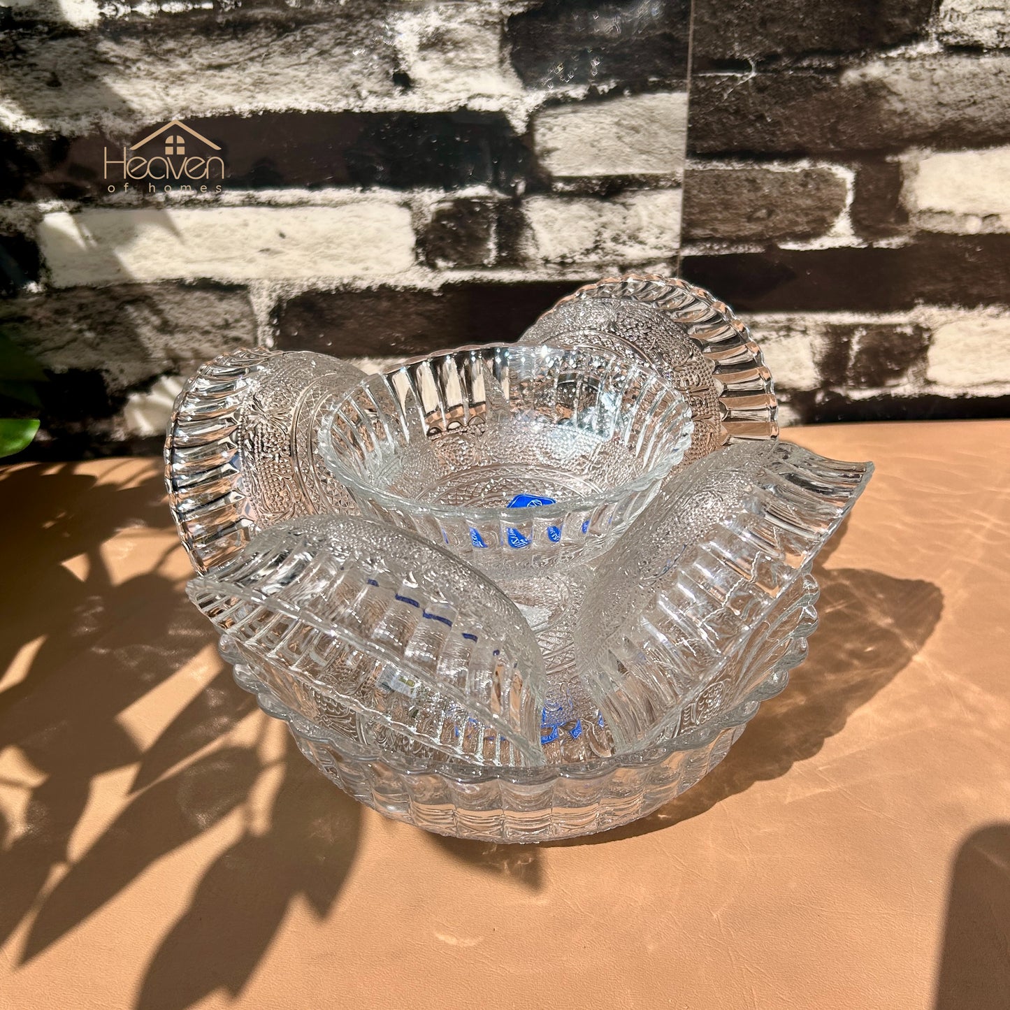 Heaven® 7-Piece Clear Glass Fruit & Dessert Bowls Set | Elegant Serving Bowls