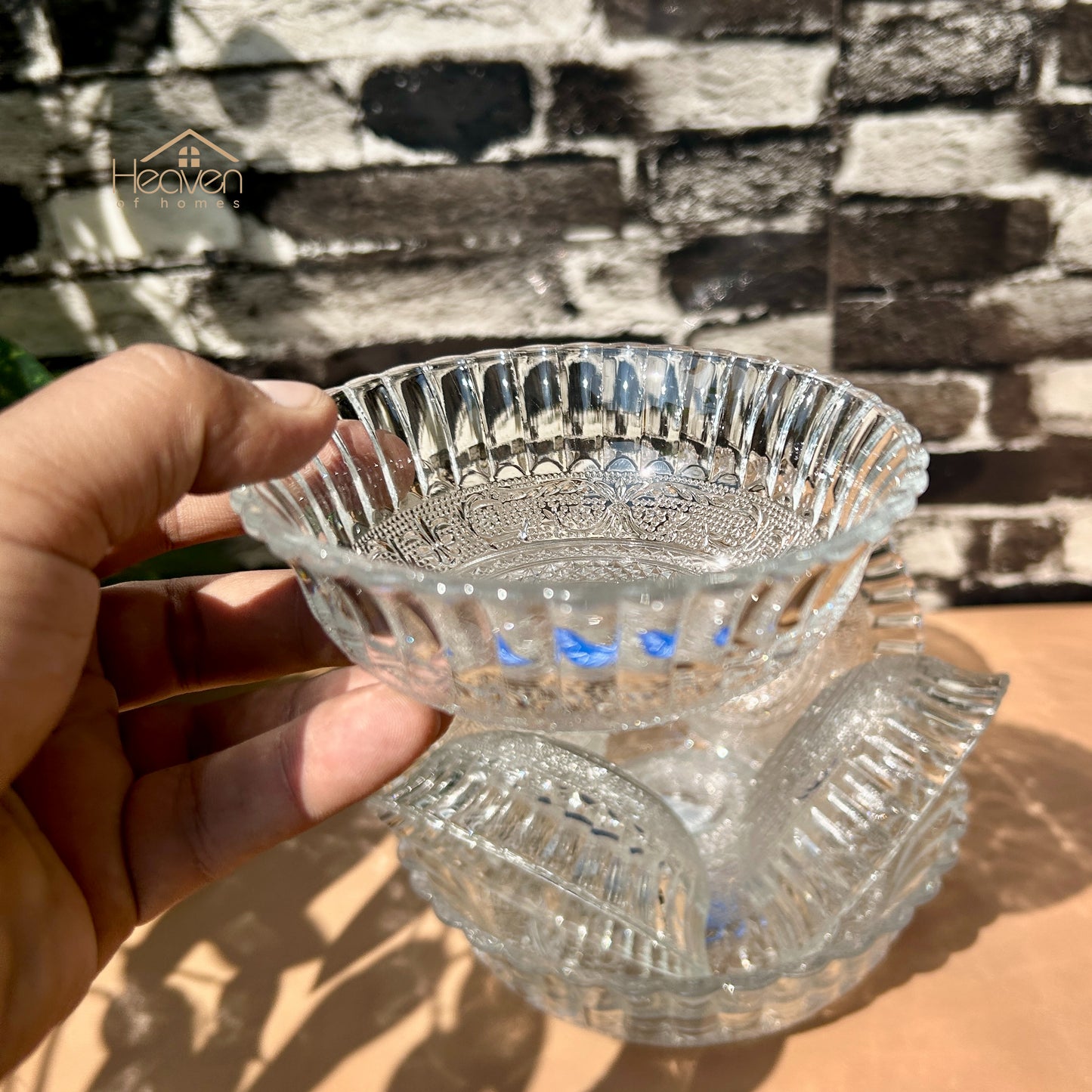 Heaven® 7-Piece Clear Glass Fruit & Dessert Bowls Set | Elegant Serving Bowls