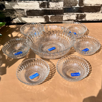 Heaven® 7-Piece Clear Glass Fruit & Dessert Bowls Set | Elegant Serving Bowls