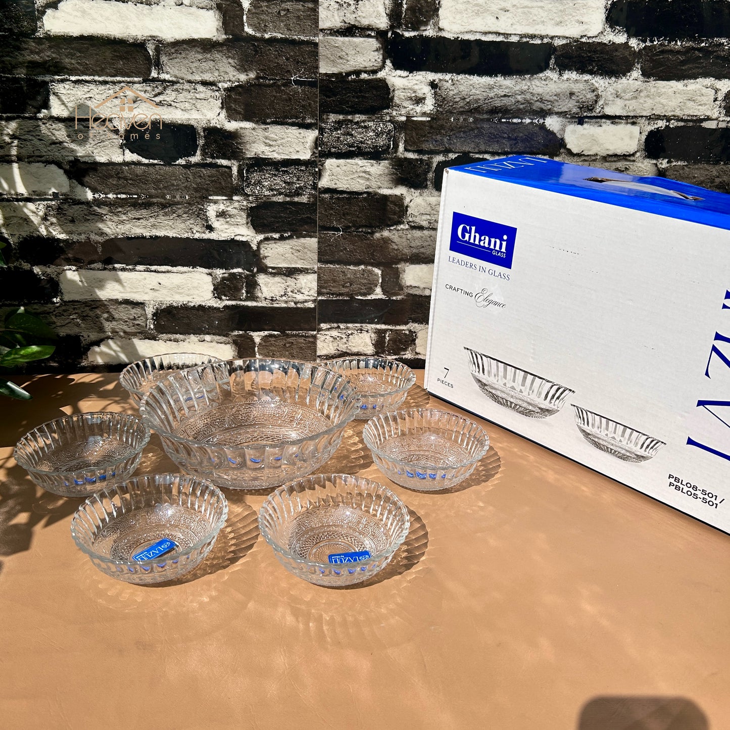 Heaven® 7-Piece Clear Glass Fruit & Dessert Bowls Set | Elegant Serving Bowls