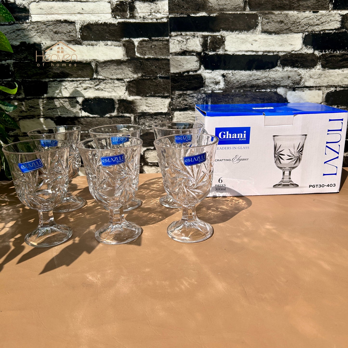 Lazuli® 6-Piece Clear Vine Glassware Set – Premium Tumblers for Water, Juice & Soft Drinks