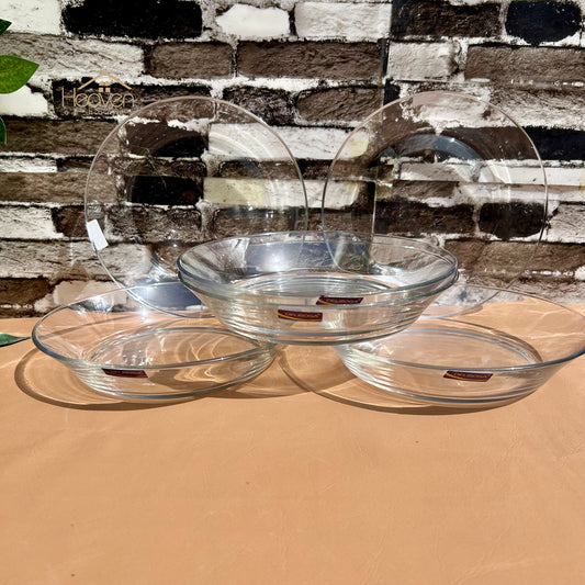 Delisoga Set of 6 Clear Glass Deep Soup Plates – 9-Inch Dinner Plates for Soups, Pasta & Nihari - Heaven of homes - Sale Pakistan