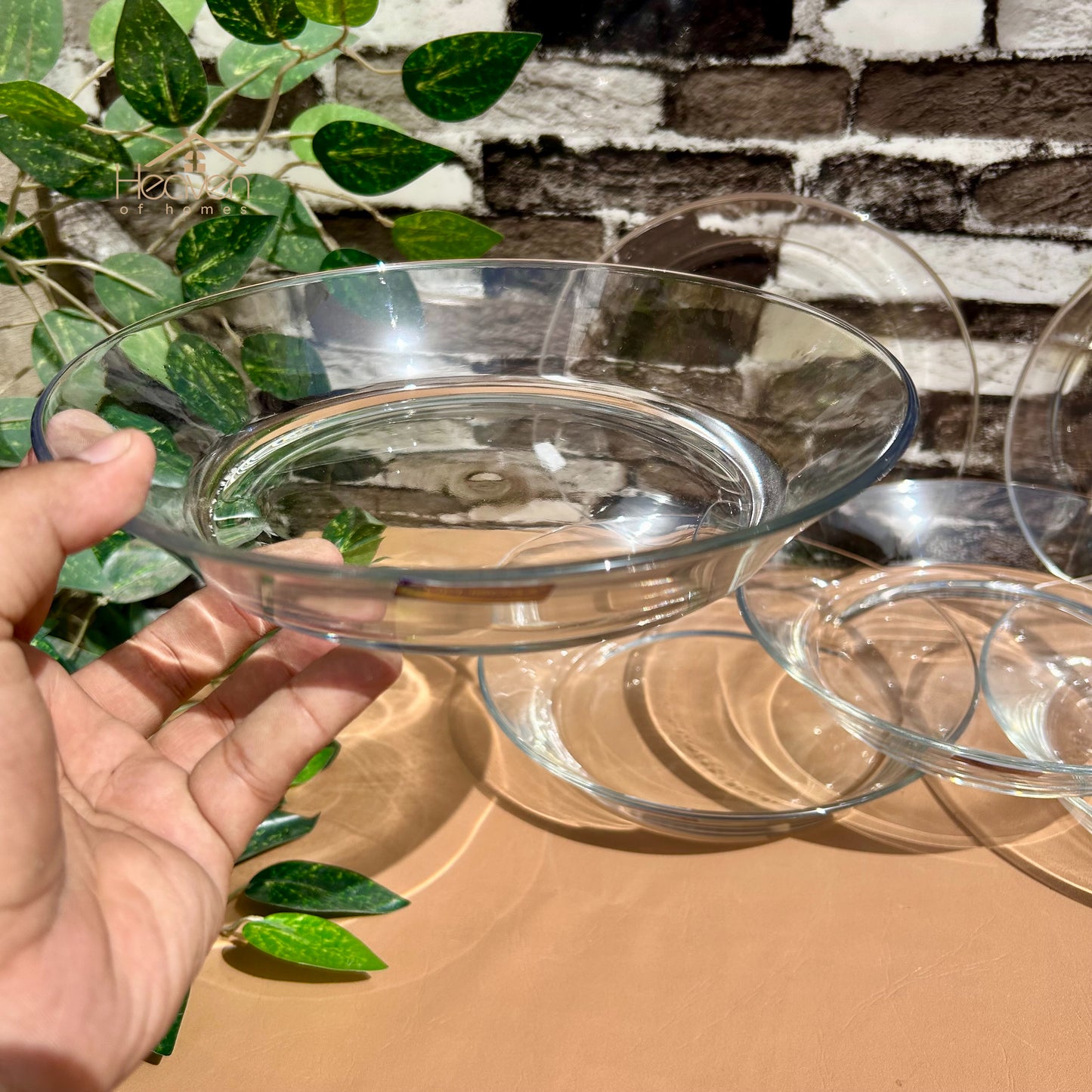 Delisoga Set of 6 Clear Glass Deep Soup Plates – 9-Inch Dinner Plates for Soups, Pasta & Nihari - Heaven of homes - Sale Pakistan