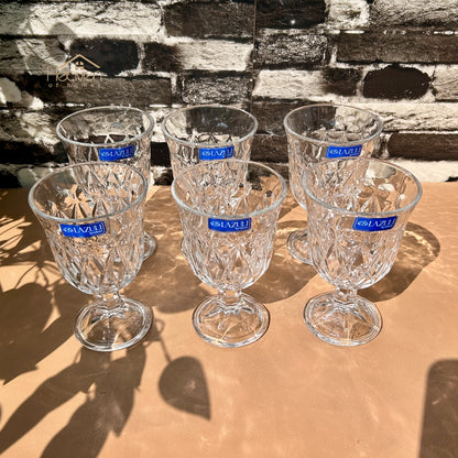 Lazuli® 6-Piece 300ml Clear Vine Glassware Set – Premium Tumblers for Water, Juice & Soft Drinks