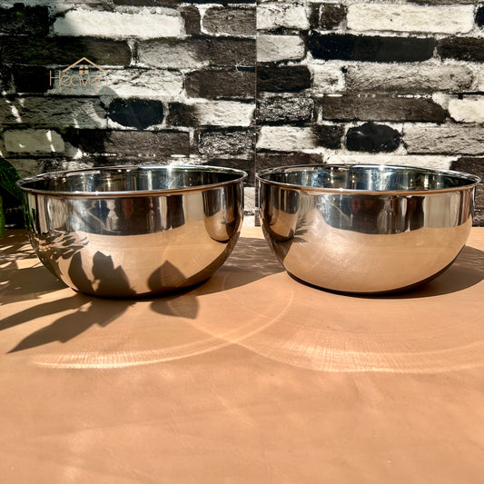 Heaven® Set of 2 Stainless Steel Mixing Bowls | Durable Kitchen Prep Bowls 8 Inches x 4 Inches