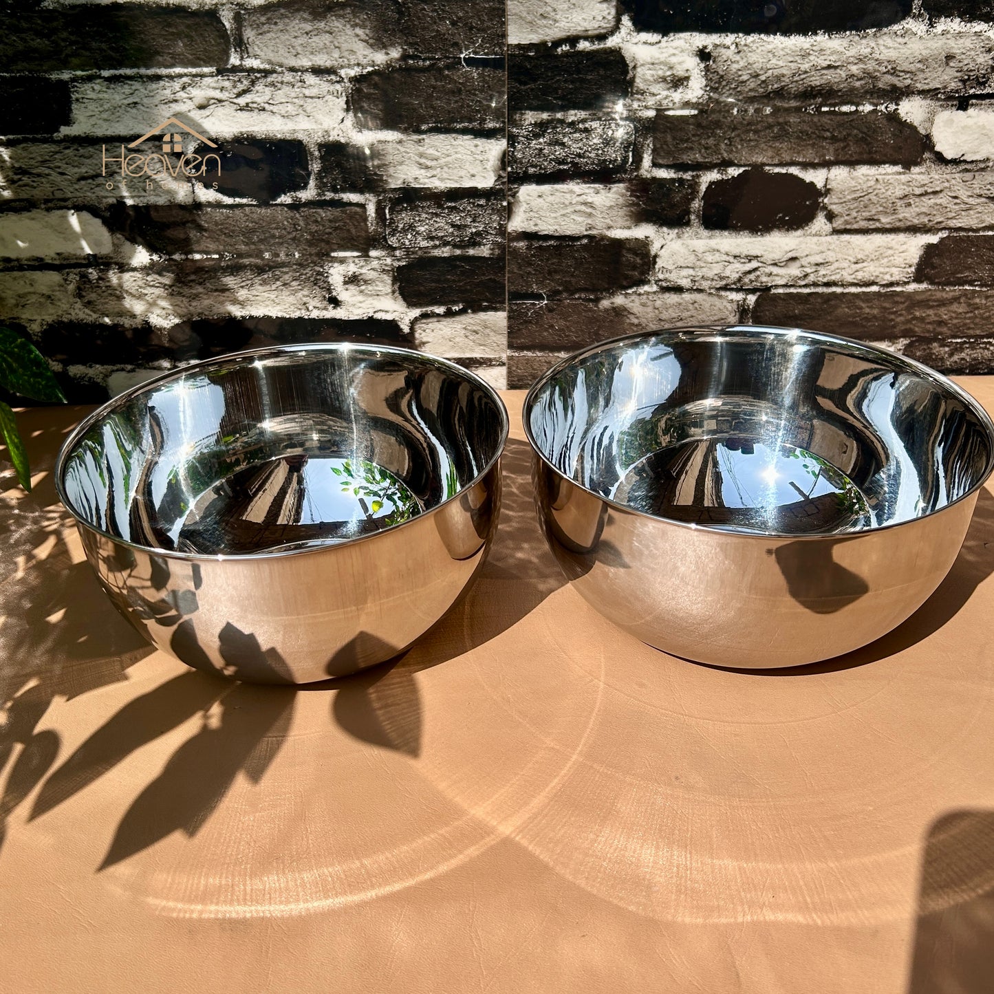 Heaven® Set of 2 Stainless Steel Mixing Bowls | Durable Kitchen Prep Bowls 8 Inches x 4 Inches