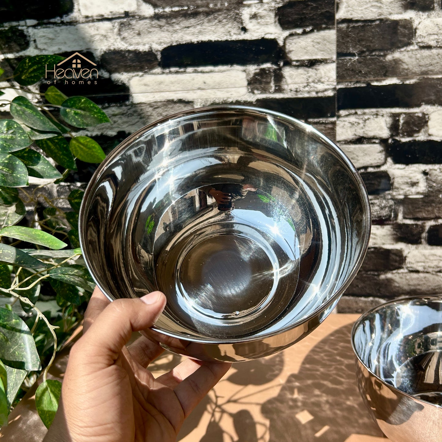 Heaven® Set of 2 Stainless Steel Mixing Bowls | Durable Kitchen Prep Bowls 8 Inches x 4 Inches