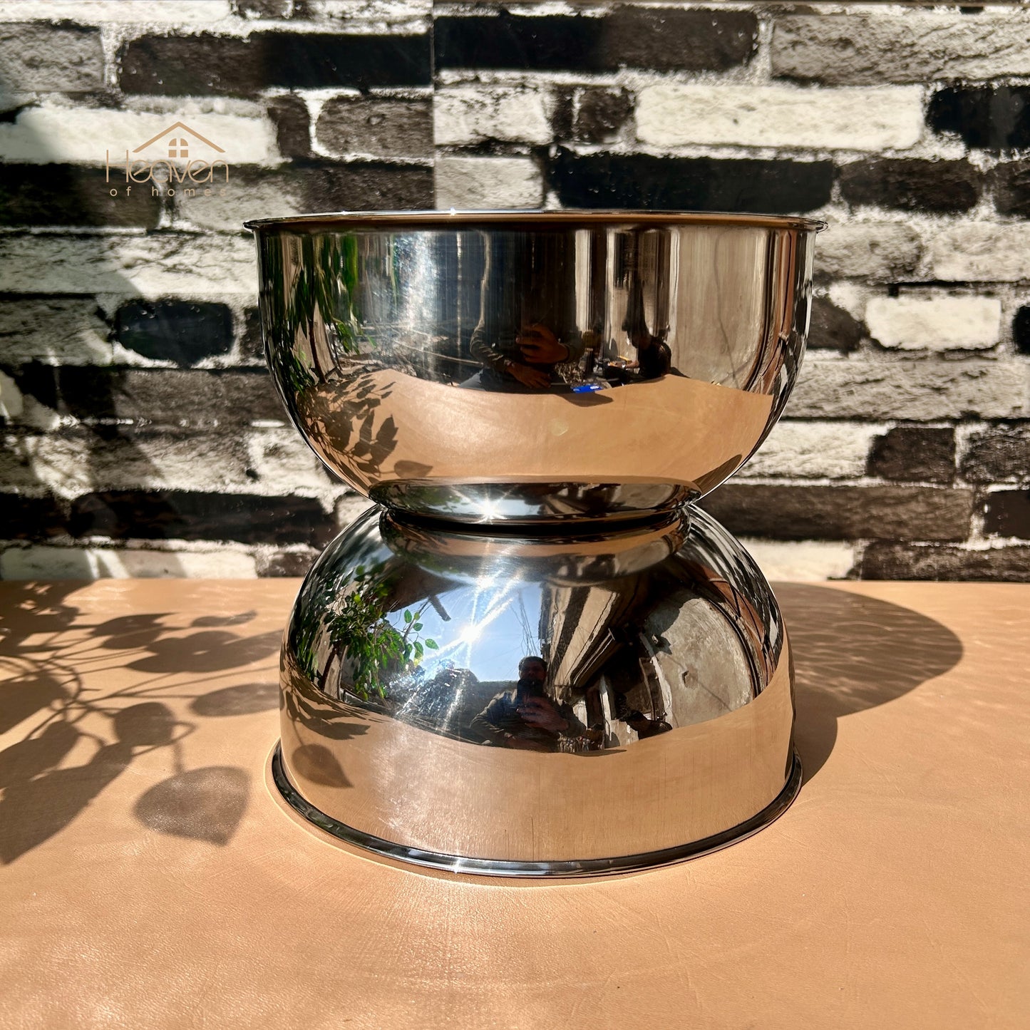 Heaven® Set of 2 Stainless Steel Mixing Bowls | Durable Kitchen Prep Bowls 8 Inches x 4 Inches