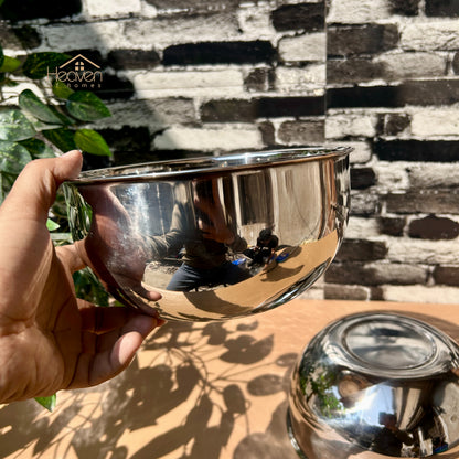 Heaven® Set of 2 Stainless Steel Mixing Bowls | Durable Kitchen Prep Bowls 8 Inches x 4 Inches