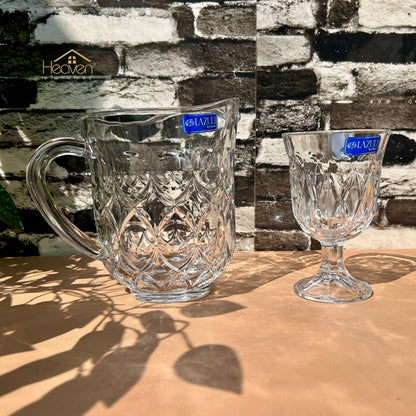 Lazuli® 7-Piece Clear Glass Water Set – 320ml Transparent Carafe with Long Drinking Glasses