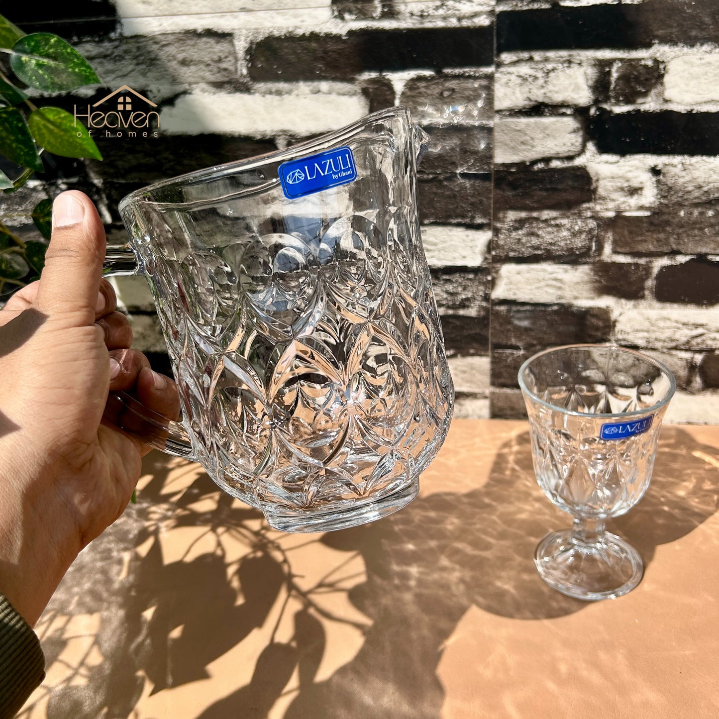 Lazuli® 7-Piece Clear Glass Water Set – 320ml Transparent Carafe with Long Drinking Glasses