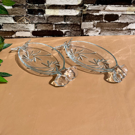 Heaven® Glass Candy Dish Serving Dish Toffee Tray Clear Glass Set of 2 - Heaven of homes - Sale Pakistan