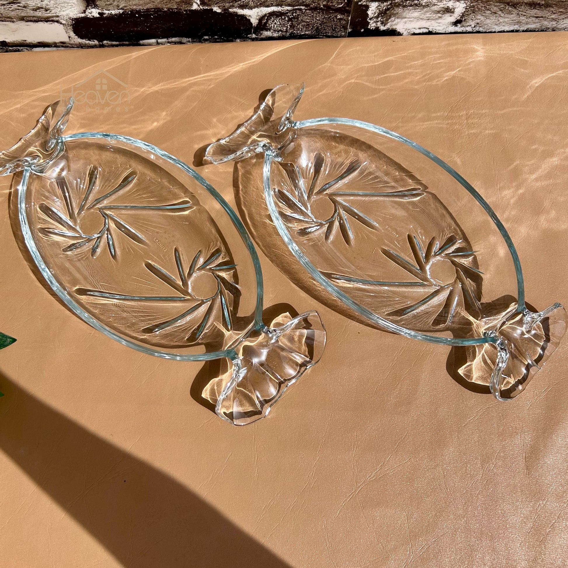 Heaven® Glass Candy Dish Serving Dish Toffee Tray Clear Glass Set of 2 - Heaven of homes - Sale Pakistan
