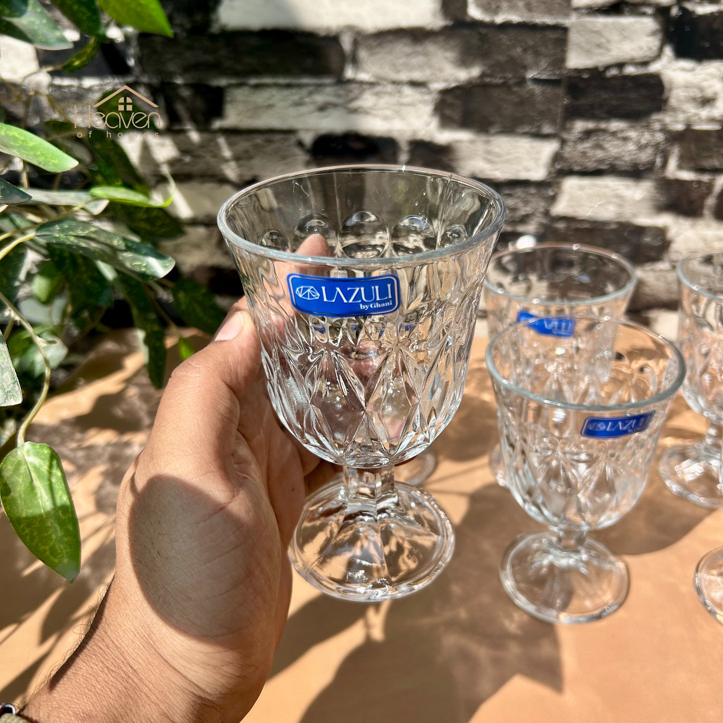 Lazuli® 6-Piece 300ml Clear Vine Glassware Set – Premium Tumblers for Water, Juice & Soft Drinks