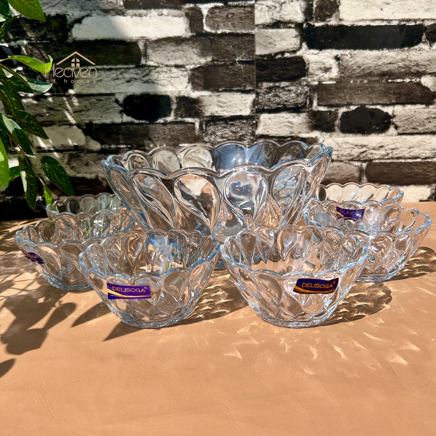 Delisoga® 7-Piece Glass Fruit Serving Set – Elegant Glassware for Fruit, Snacks, & Desserts