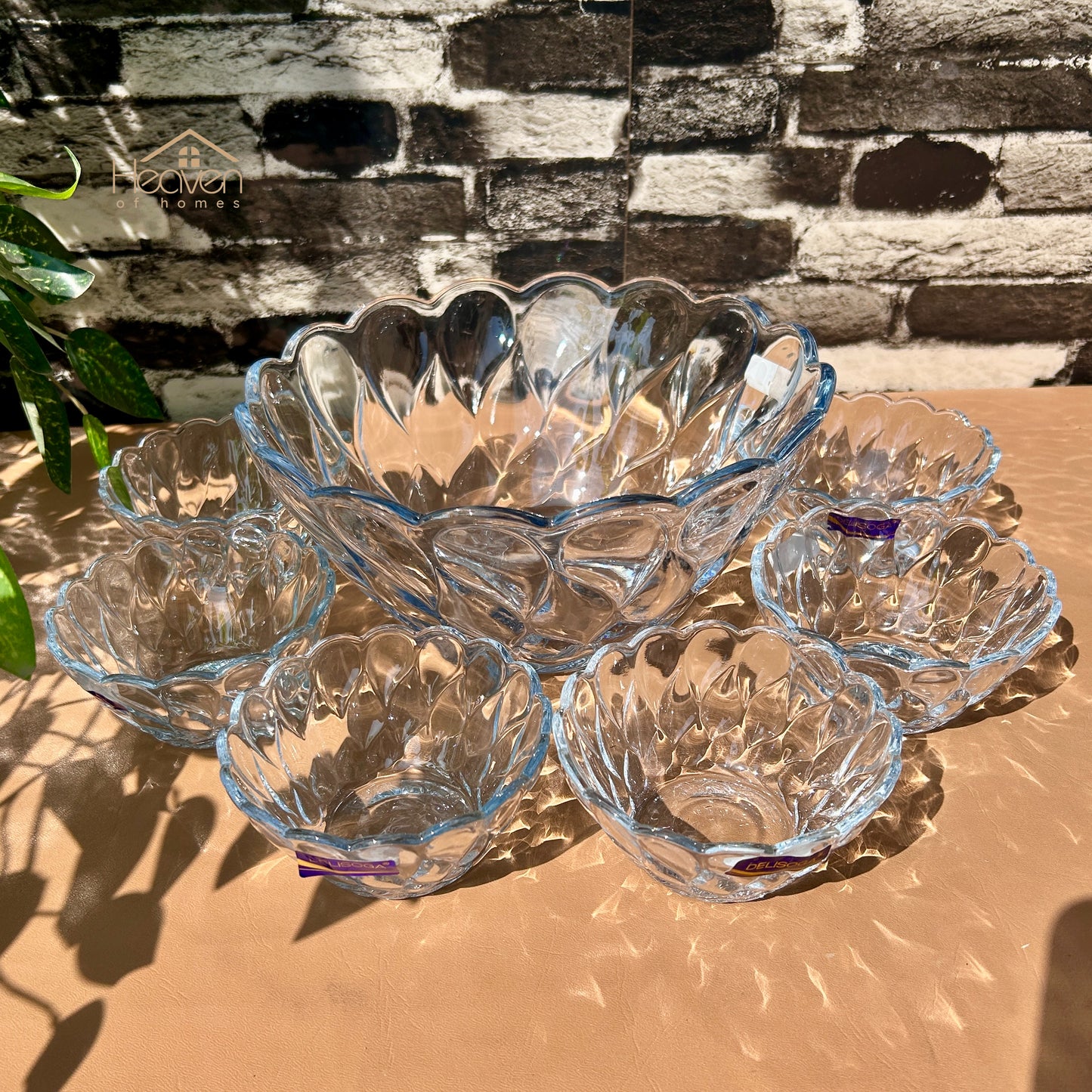 Delisoga® 7-Piece Glass Fruit Serving Set – Elegant Glassware for Fruit, Snacks, & Desserts