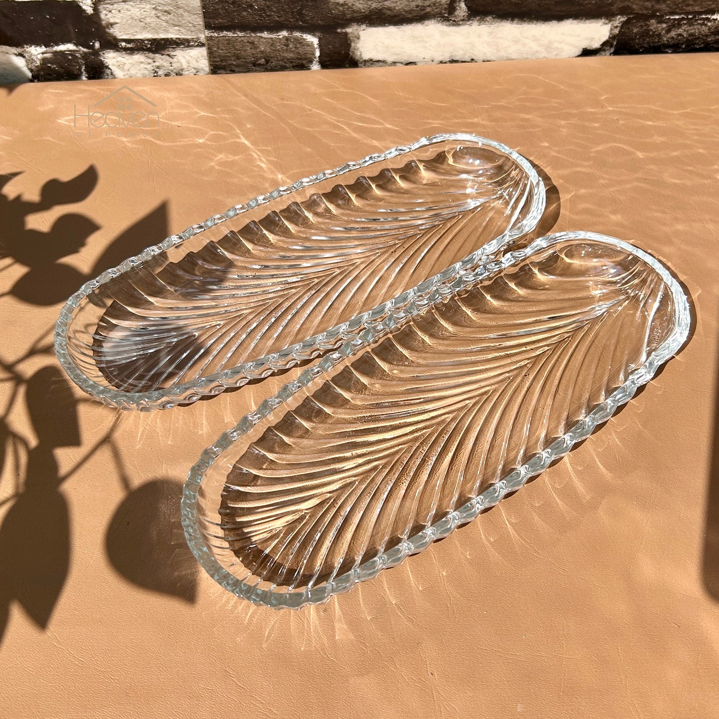 Heaven Set of 2 Mini Dishes Clear Glass Kabab Dish Set – Stylish Tableware 8 inches