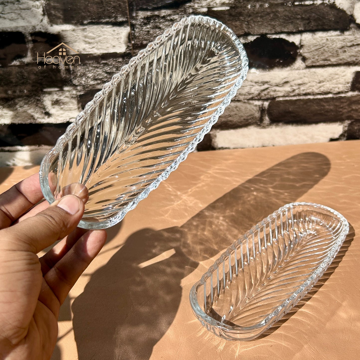 Heaven Set of 2 Mini Dishes Clear Glass Kabab Dish Set – Stylish Tableware 8 inches