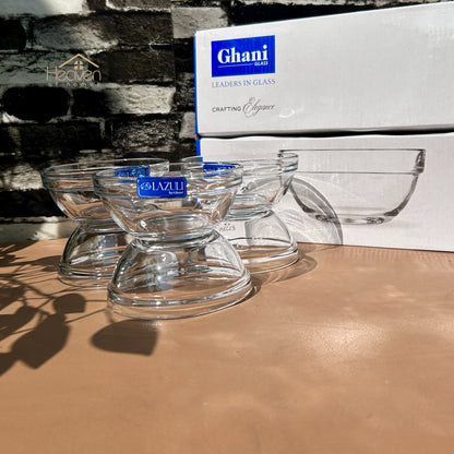 Lazuli® 6 - Piece Clear Glass Dessert Bowls – Elegant Serving Bowls for Ice Cream, Pudding & Sweets 4.5 Inches