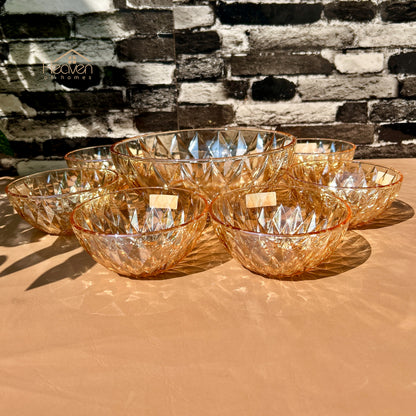 Delisoga® 7-Piece Golden Glass Fruit Serving Set – Elegant Glassware for Fruit, Snacks, & Desserts