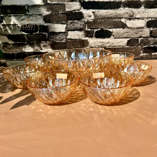 Delisoga® 7-Piece Golden Glass Fruit Serving Set – Elegant Glassware for Fruit, Snacks, & Desserts