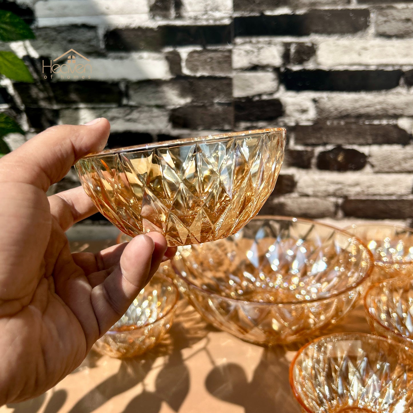 Delisoga® 7-Piece Golden Glass Fruit Serving Set – Elegant Glassware for Fruit, Snacks, & Desserts