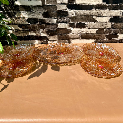 Deli® Premium Gold 7-Piece Glass Cake Set – 1 Large Plate & 6 Quarter Plates for Snacking & Serving