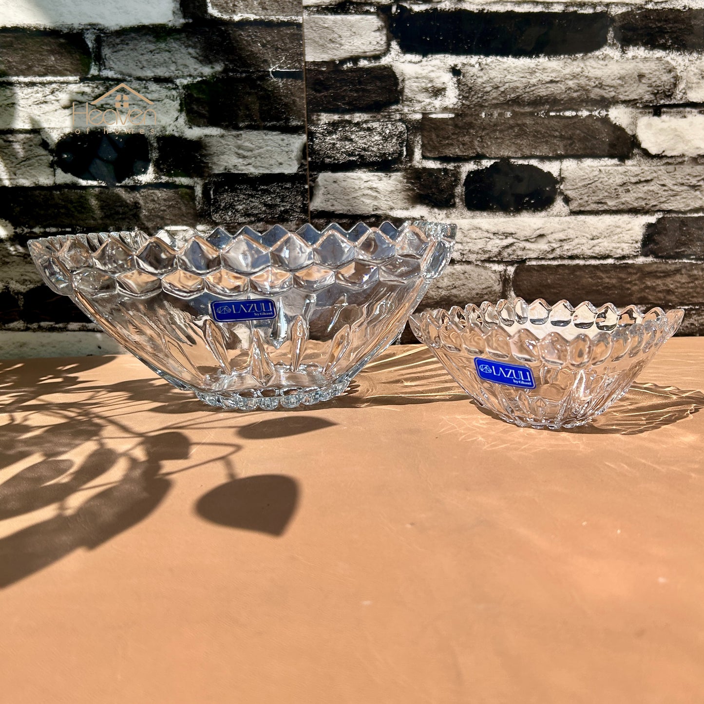 Lazuli ® 7-Piece Cut Glass Fruit Serving Set – Elegant Glassware for Fruit, Snacks, & Desserts