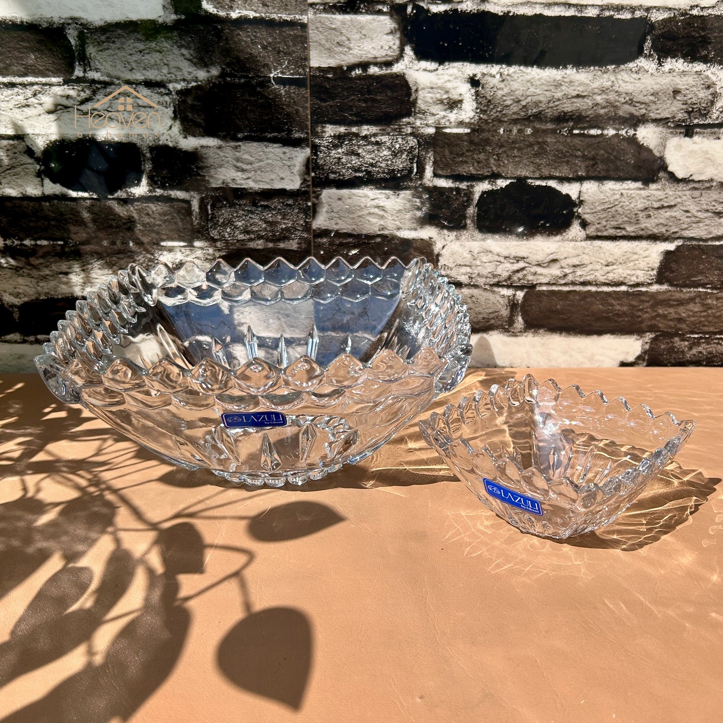 Lazuli ® 7-Piece Cut Glass Fruit Serving Set – Elegant Glassware for Fruit, Snacks, & Desserts