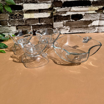 Heaven® Royal Apple-Style 7-Piece Glass Fruit Bowl Set – Elegant Serving Dishes for Home & Parties - Heaven of homes - Sale Pakistan
